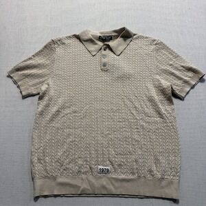 PJ Paul Jones Cable Knit Polo Shirt Mens Large‎ Beige New